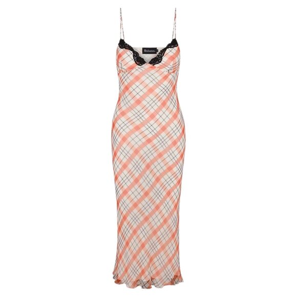 Realisation Par Karlie Dress in Summer Check XS -NWT- $260- Silk Maxi Slip Dress - Picture 1 of 9